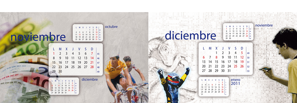 diseño y maquetación de calendario conmemorativo