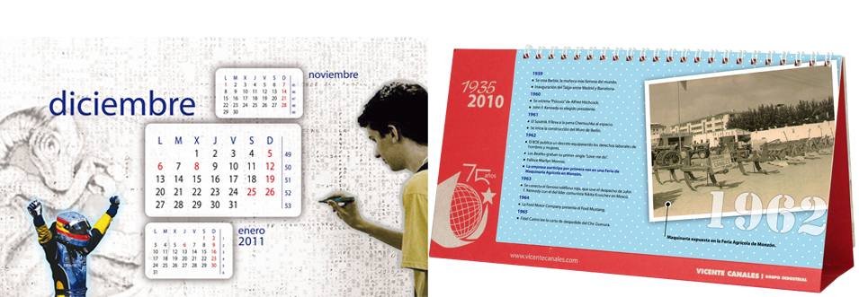 diseño y maquetación de calendario conmemorativo