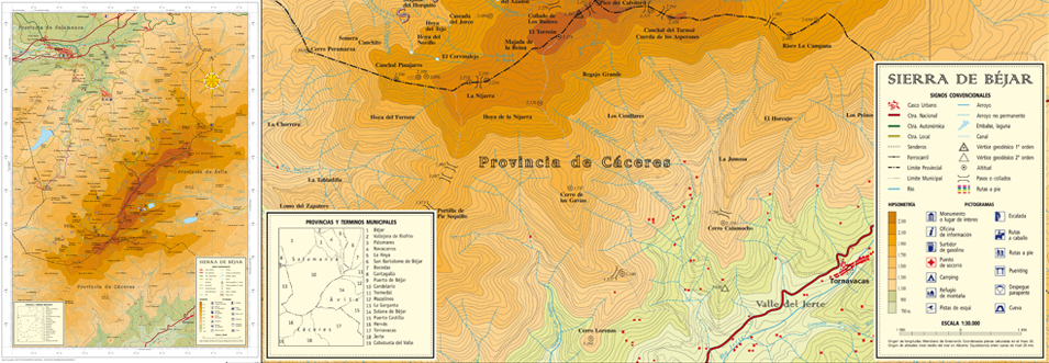 plano cartográfico de la sierra de béjar