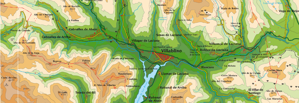 plano cartográfico del valle de laciana